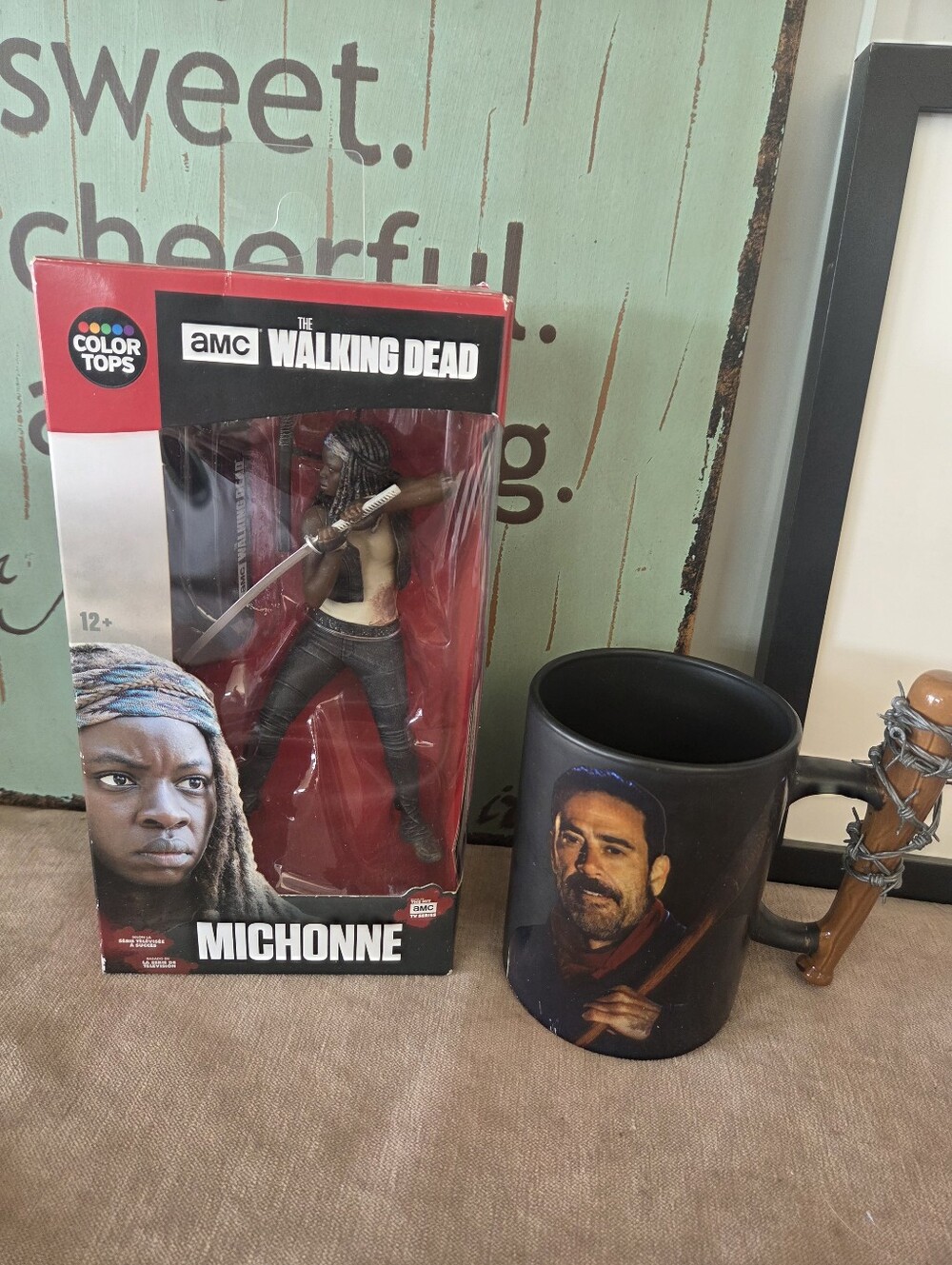 Walking Dead Michone nib figure and Negan coffee mug. Fun and collectable